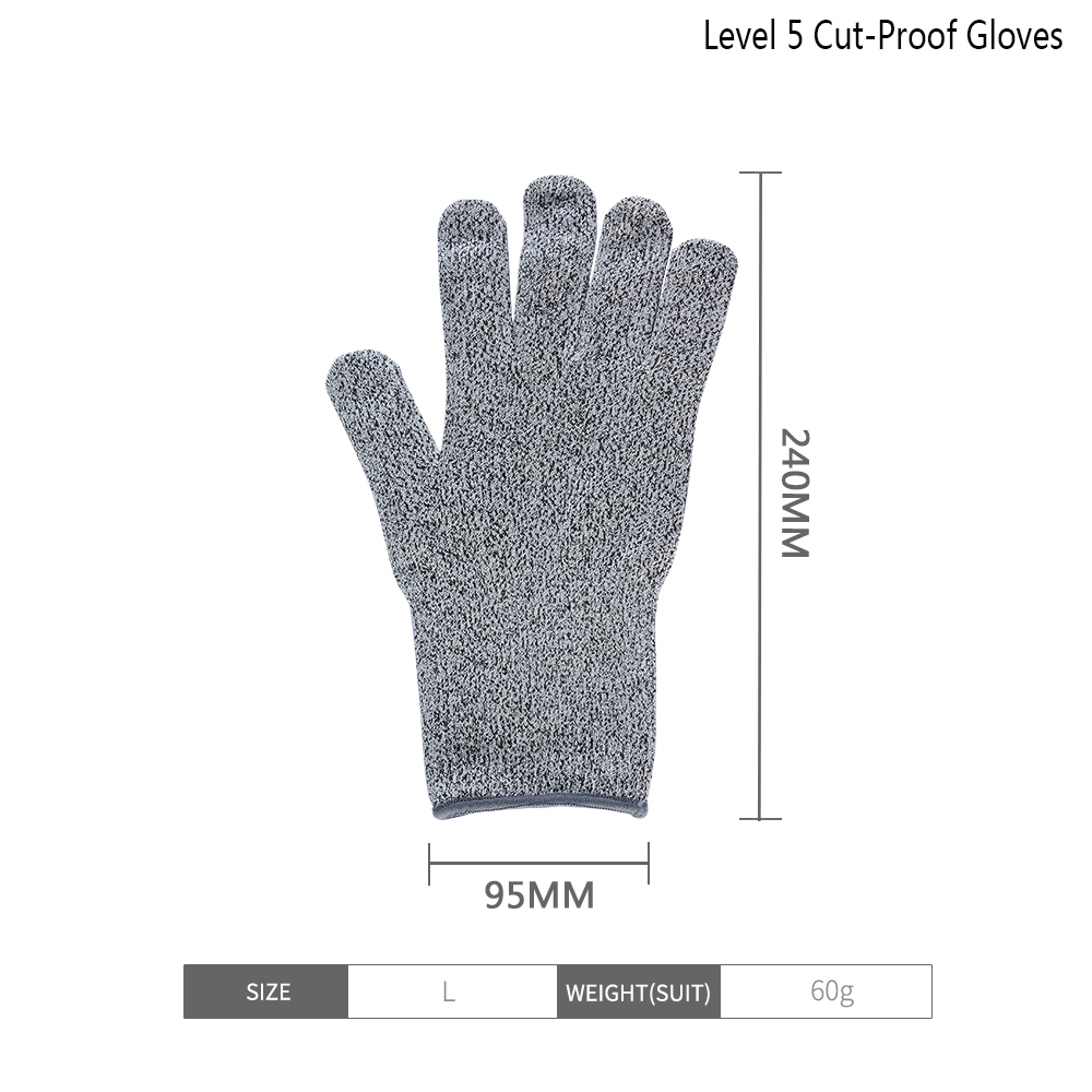 Anti-cut handsker skærebestandige handsker fødevarekvalitet niveau 5 beskyttelse tråd metal handske køkken skære sikkerhedshandsker til fiskekød: Størrelse l