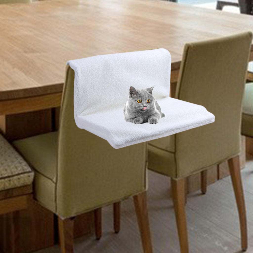 Folding Hammock Bed Cats Cozy Shelves Beds Pet Furniture Cage Detachable Kitten Warm Hanging Cat Radiator with Rack: White Fleece