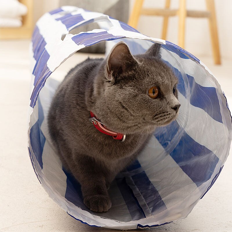 Cat Toys Funny Cat Striped/Flower Print Cat Tunnel Foldable Cat Tube Kitty Training Toys Cat Accessories Pet Supplies