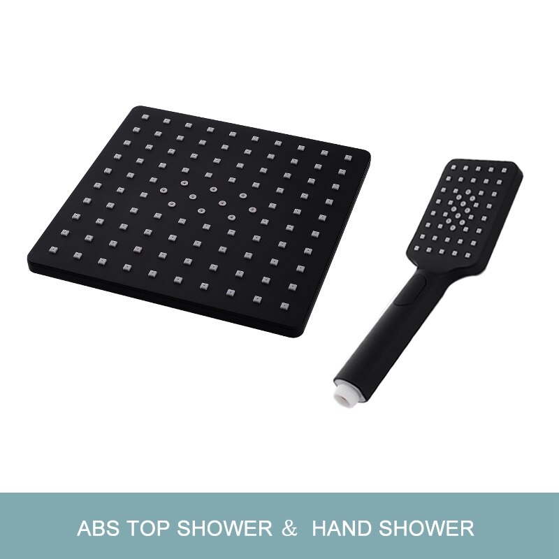 Black Square Rain Shower Head Bath Hand Held Shower Bathroom Adjust Shower Holder Water Saving Handheld 3 Modes Switch Sprayer: Top and Hand Shower