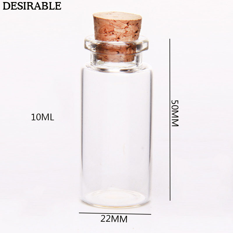 Mini bouteille de vœux bocaux en verre vide 5-10 pièces 50ml/20ml/15ml bricolage bouteille à dérive pour de décoration de mariage avec bouchon en liège: 22x50mm / 10 pcs