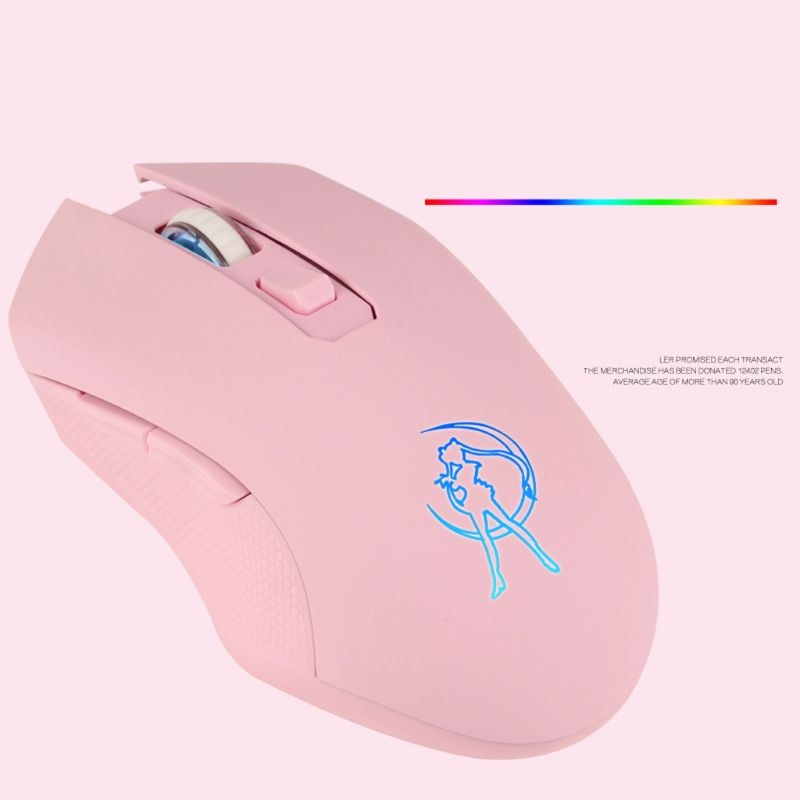 Roze Stille Led Optische Game Muizen 1600Dpi 2.4G Usb Draadloze Muis Voor Pc Laptop