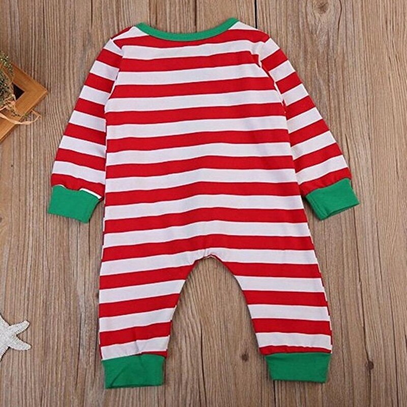 Baby piger drenge jul pyjamas langærmet stribe romper jumpsuit pyjamas tøj spædbarn tøj jakkesæt til 0-24m