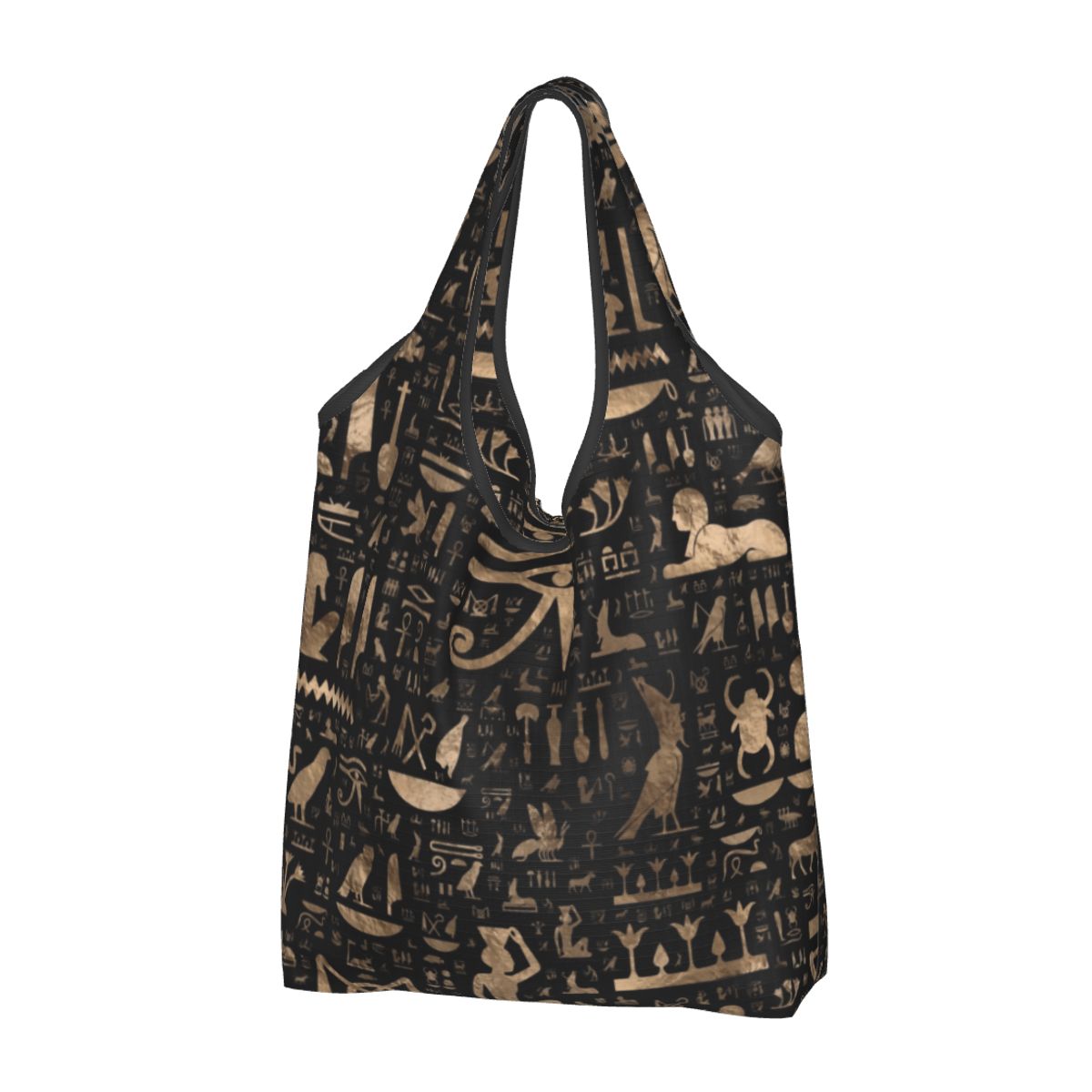 Custom Reusable Egyptian Cats And Eye Of Horus Shopping Bag Women Tote Bag Portable Ancient Egypt Groceries Shopper Bags: Red