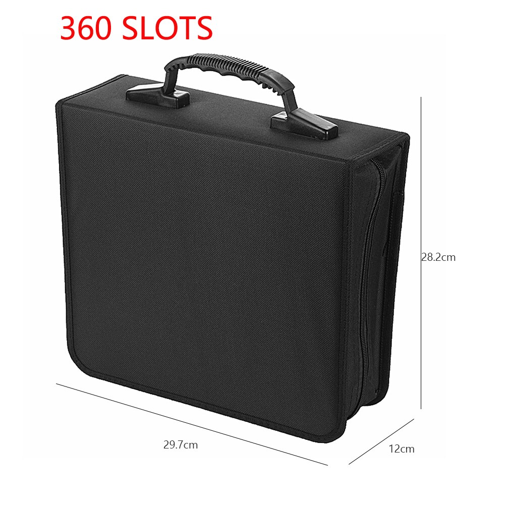 Oxford – sac en tissu pour CD et DVD, mallette de transport de grande capacité, organisateur de disques et d&#39;albums, mallette de rangement des médias: 360 Slots