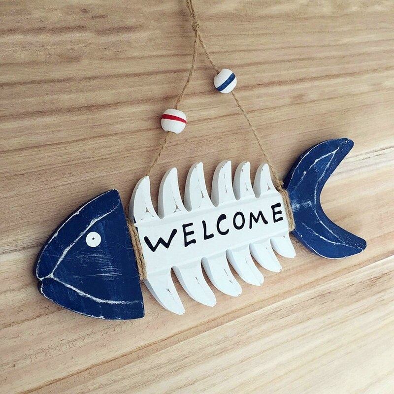 Roeidecoratie in Mediterrane Stijl Houten Bootstuur Wand Decor Nautisch Roer Oceaan Decor Kleurrijk Houten Roer Kust Nautisch Stranddecor Schip Stuurwiel Meermin Hanger Wit Bamboe