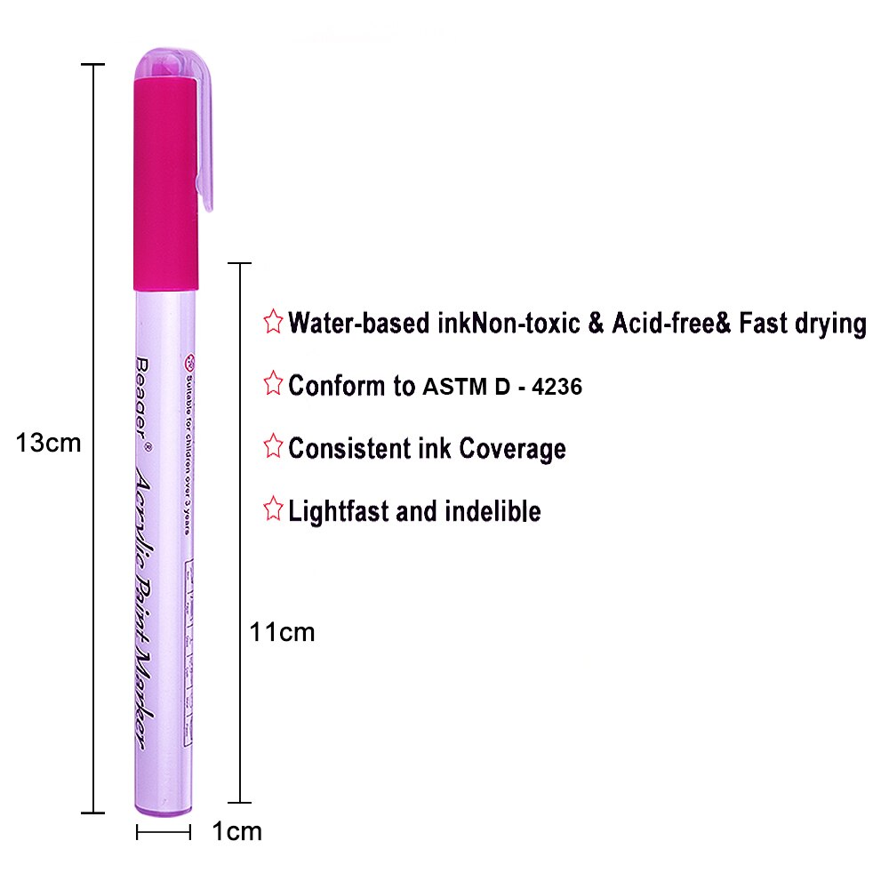 24 Colors Acrylic Drawing Marker Paint Pens for Wood Glass Rock Paper Mug Ceramic Fabric Dress Painting