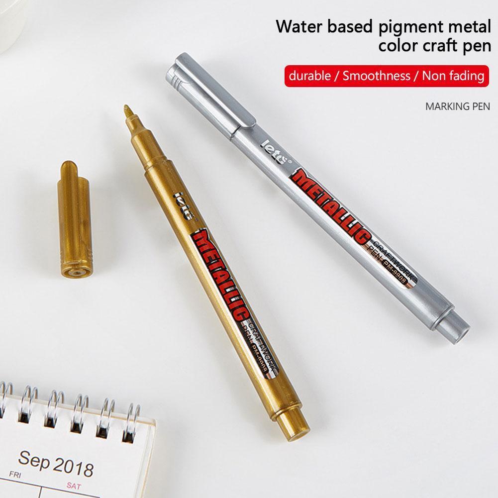 1PC DIY Metal Waterproof Permanent Paint Marker Pens Sharpie And Art 1.5mm Silver Pen Painting Supplies Gold Student Craftw D9N3