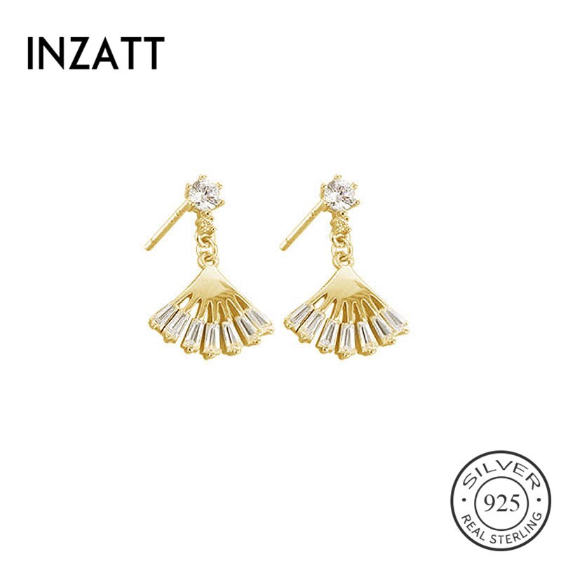 INZATT réel 925 en argent Sterling Zircon secteur balancent boucles d'oreilles pour les femmes de fête bijoux fins accessoires minimalistes