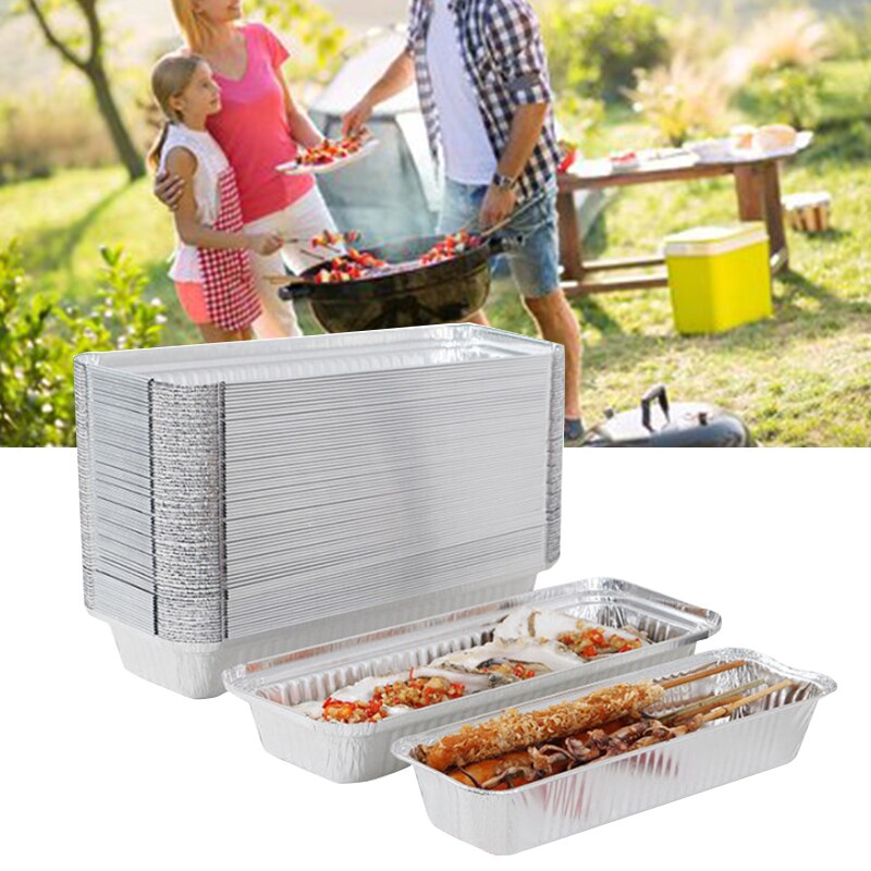 30 Stks/set 1000Ml/1300Ml Wegwerp Aluminiumfolie Pan Barbecue Tin Verpakking Doos Bakken Brood Lade Voedsel Container