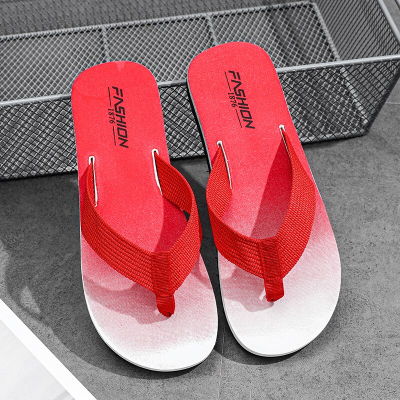Tongs respirantes antidérapantes pour hommes, nouvelles pantoufles d'été à la , simples et polyvalentes, vêtements de rue, sandales respirantes,: Red / 41