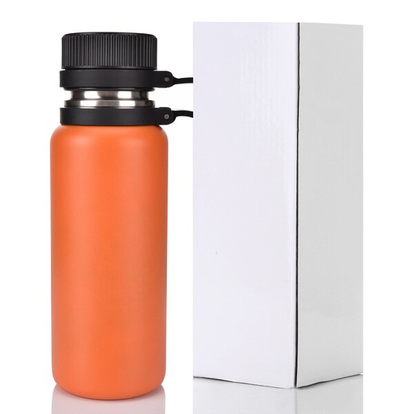 Stainless Steel Water Bottle Popular Powder Coated Double Wall Vacuum Insulated Water Bottle Cold for 24 hours & for 12 hour: Orange