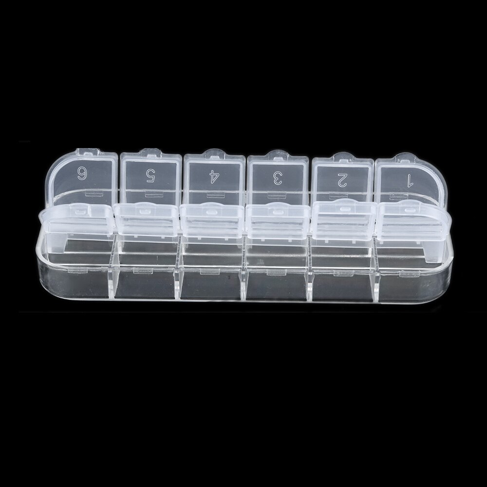 12 Mobiele Transparant Lege Plastic Storage Kralen Case Voor Glitter Steentjes Dired Bloem Nail Art Producten Sieraden Organizer