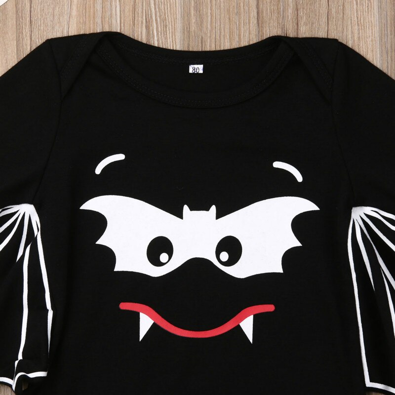 Novo festival crianças pano bebê recém-nascido menina menino manga longa halloween bat camiseta roupas macacão camiseta roupas