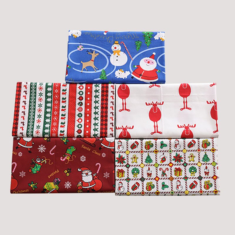 5Pcs/Pack Christmas Pattern Patchwork Cloth 25*25CM DIY Handmade Sewing Supplies Cotton Fabric Printed Christmas Home Decoration