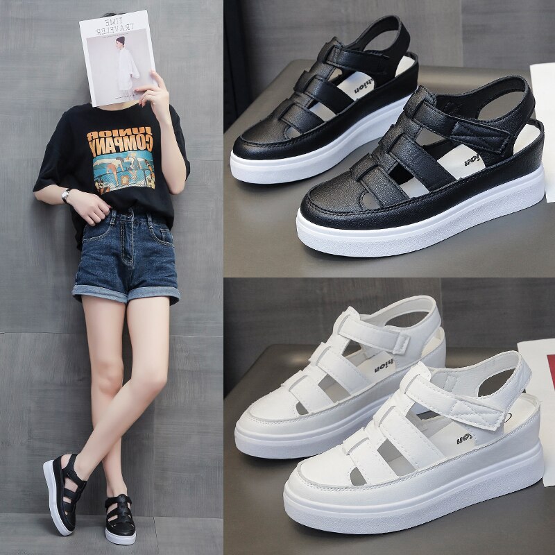 Womens Shoes Closed Toe Sandals Increasing Height Med Espadrilles Platform Summer Heels Suit Female Beige Clogs Wed