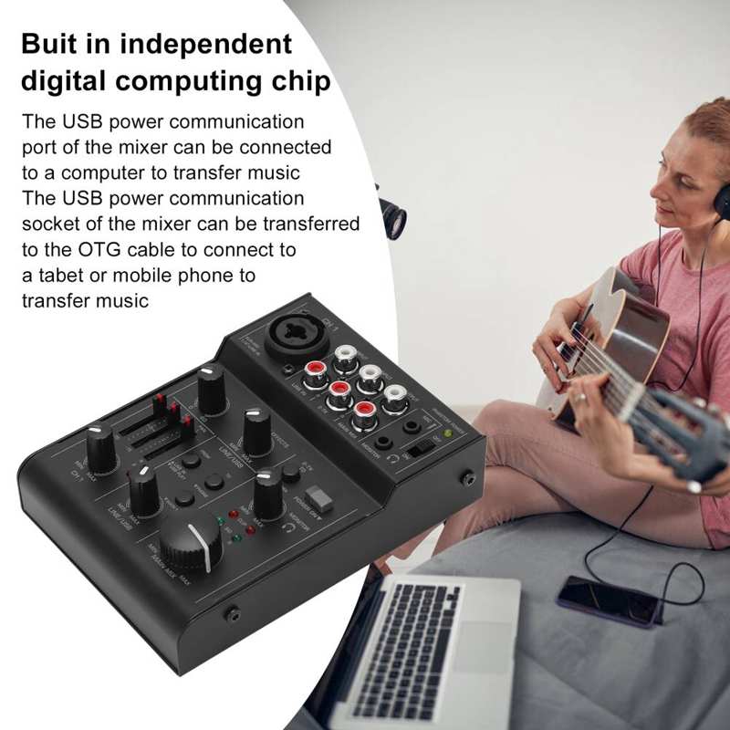 Compact Metal Digital Mixer Live Recording Audio Mixer Controller with Effects USB Power Supply Compact Audio Mixer Sound mixer