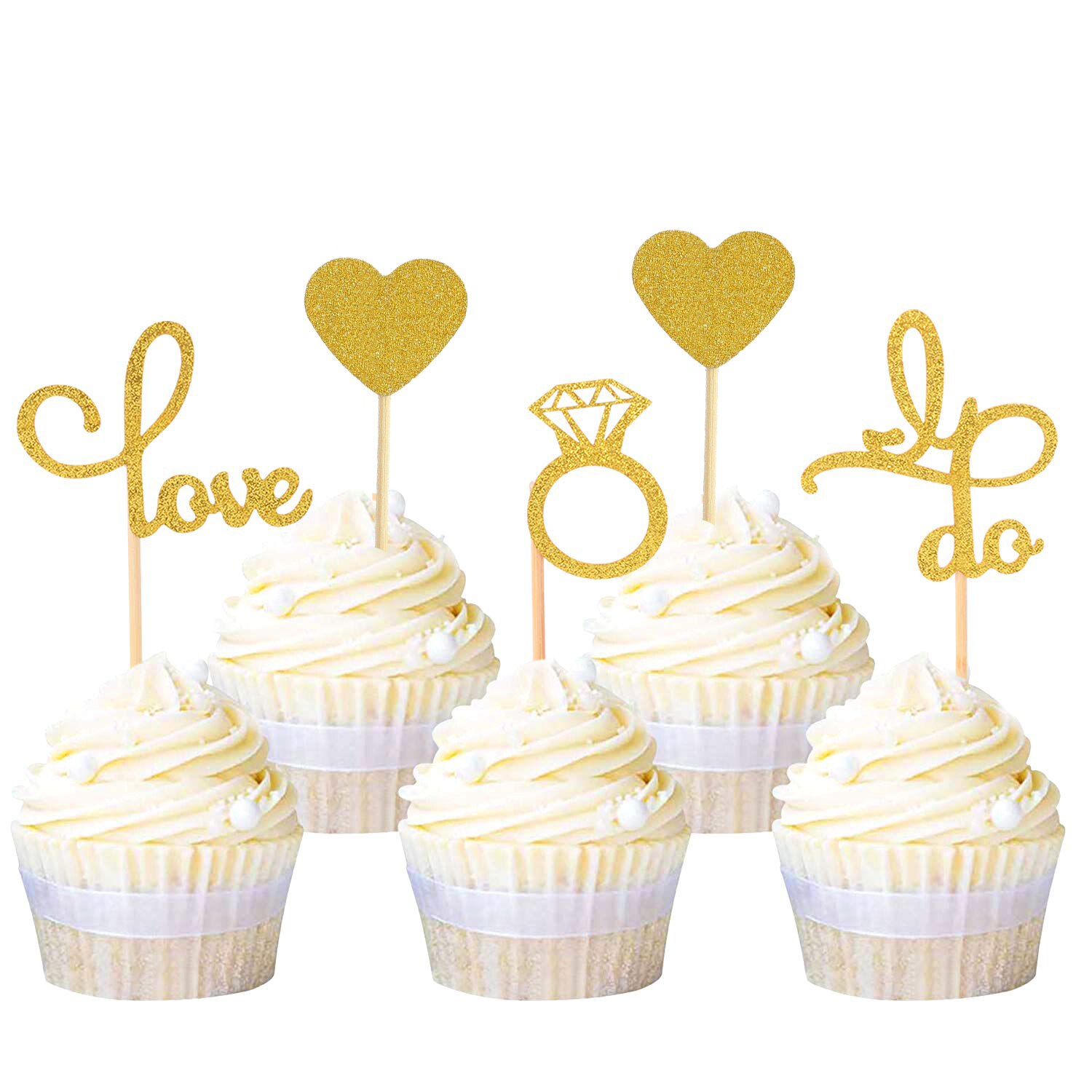 12Pcs Wedding Decoration Diamond Cupcake Toppers Love Cake Topper Bridal Shower Birthday Party Decorations Hen Party Favor