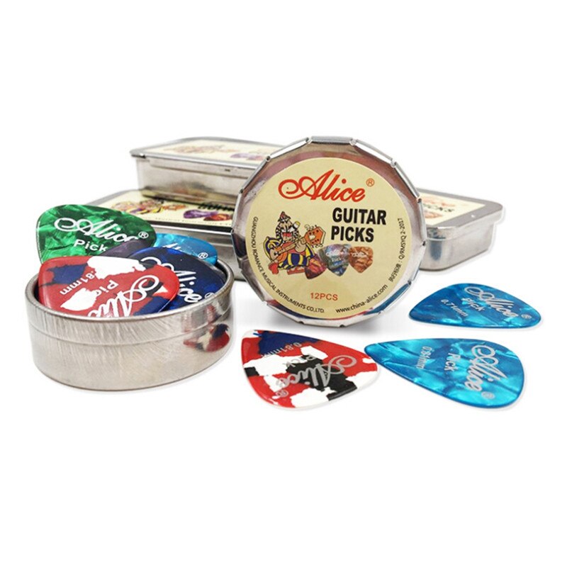 UIO12/20/24 Pcs Plectrums Set Akoestische Gitaar Picks Plectrums Ronde Metalen Picks Box Case Pick voor Snaren Accessoires
