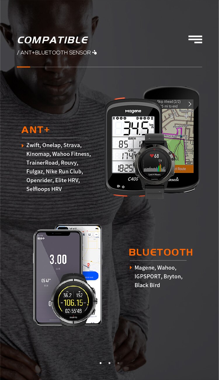 Magene S3+Speed Cadence Heart Rate Monitor Bike Sensor Bluetooth ANT+ For Computer Cycling Sports Fitness Garmin XOSS iGPSPORT