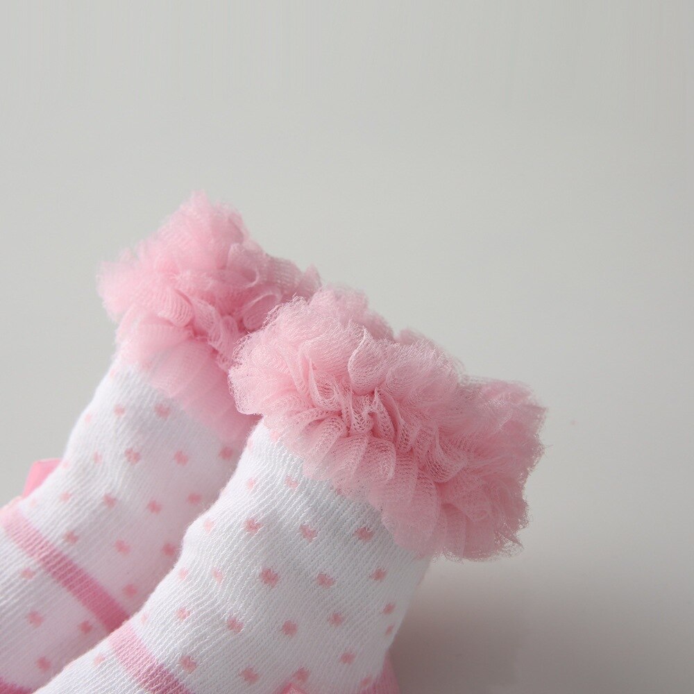 Meias de Algodão do bebê Rosa Arco vestido de Princesa da Primavera E do Outono Do Bebê Meninas Casuais Bonito Padrão de Renda Crianças Meias de Inverno Meias Quentes crianças