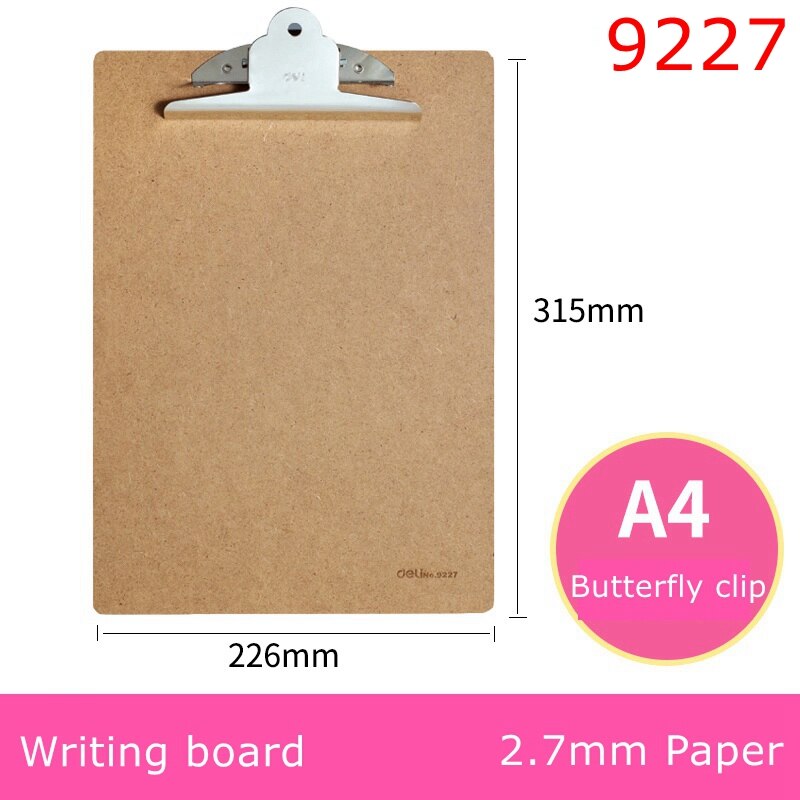 Deli 9226 clip board writing board Paper board Transparent plastic board Foamed PP baord color board: 9227