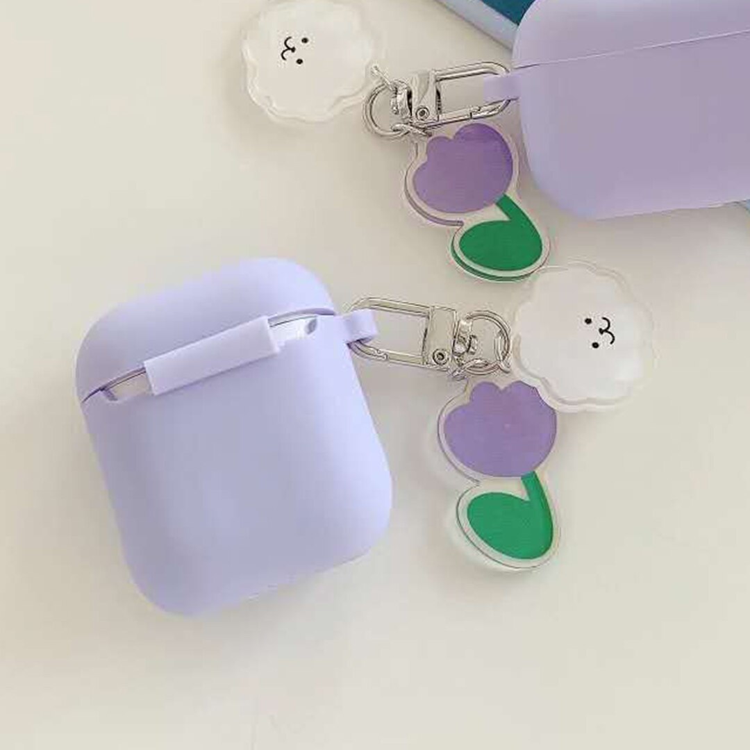 Per AirPods 2 Caso Corea del Simpatico Orso Del Fumetto di Caso di aria baccelli di lusso Fiore Portachiavi Auricolari In Silicone per il Caso di apple air baccelli copertura