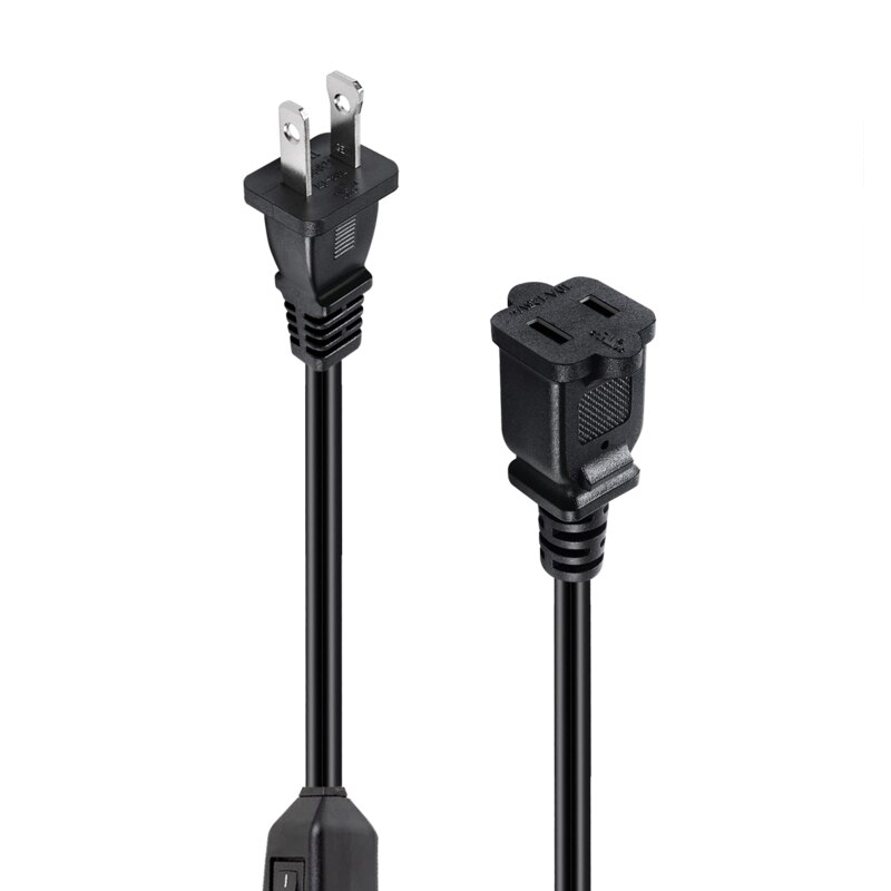 Netsnoer Met Aan-uit Schakelaar Stekker Draad Twee-Pin Us Plug Kabel Verlengsnoeren E8BE