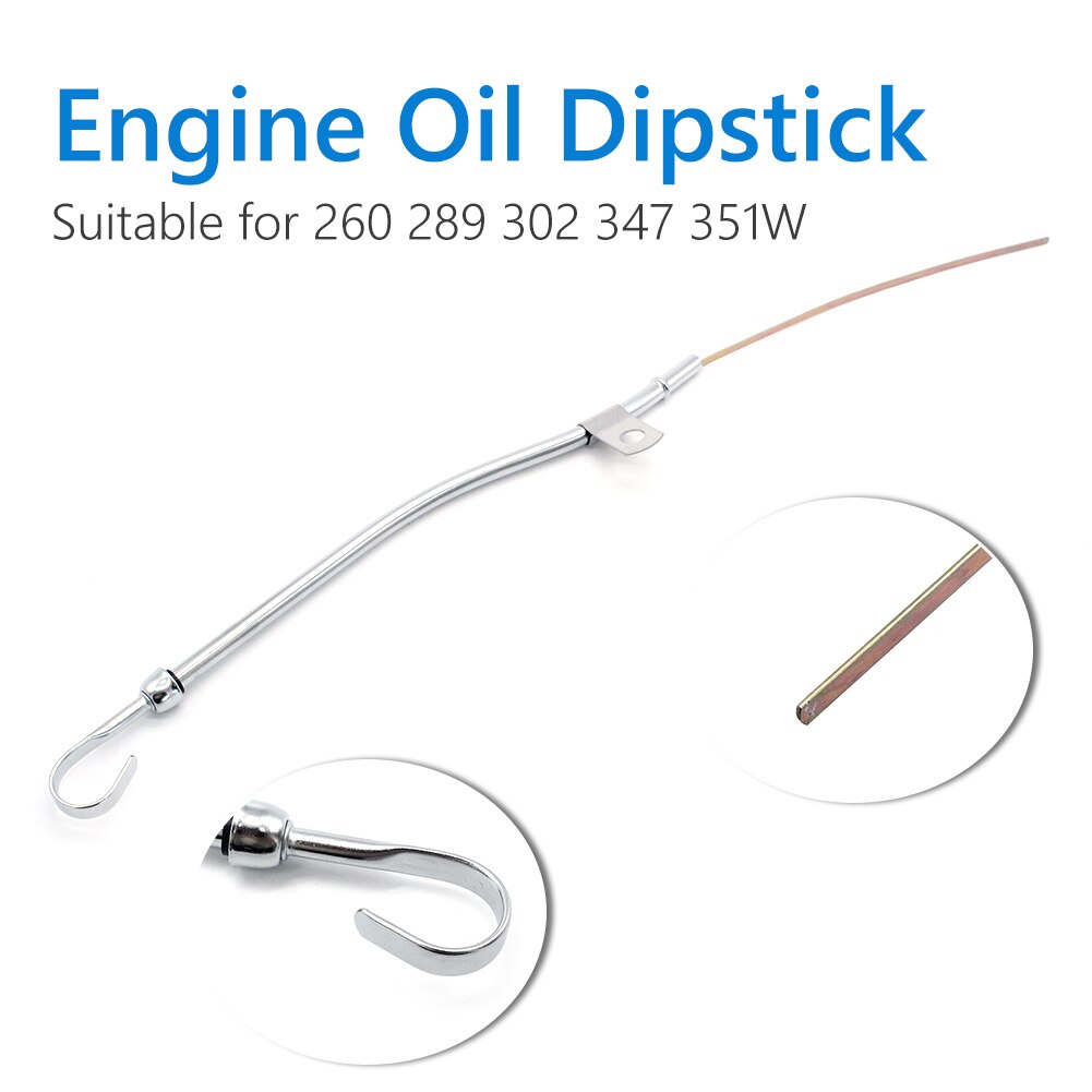 Chrome Steel Oil Dipstick w/ Tube for SBF 260 289 302 347 351W 1965-1987