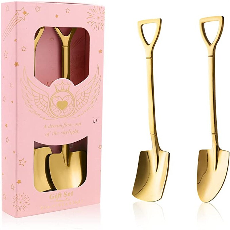 Ice Cream Shovel Spoons Set Stainless Steel Dessert Fruit Chocolate Cake Teaspoons Coffee Spoon Party Spoons Wedding: white