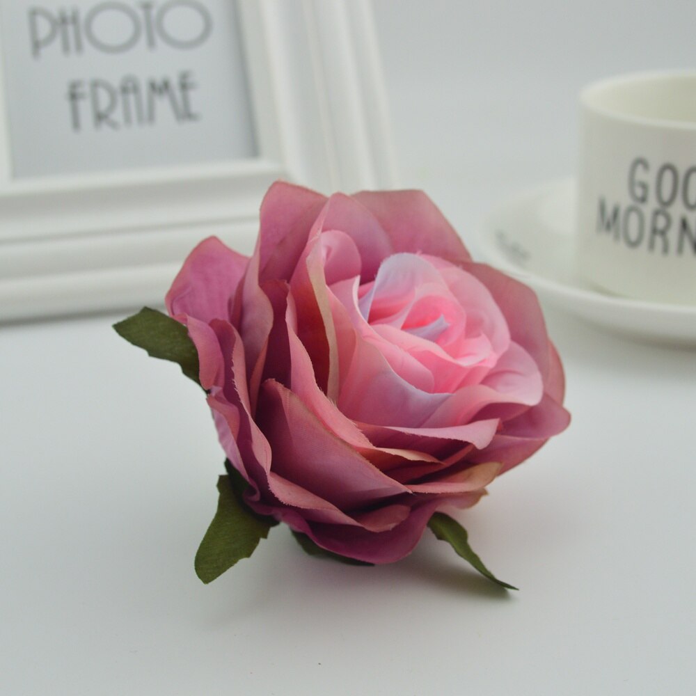 100 st silke plast rosor blommor vägg för vaser hem bröllop dekoration tillbehör billiga konstgjorda blommor för scrapbooking: Två färger