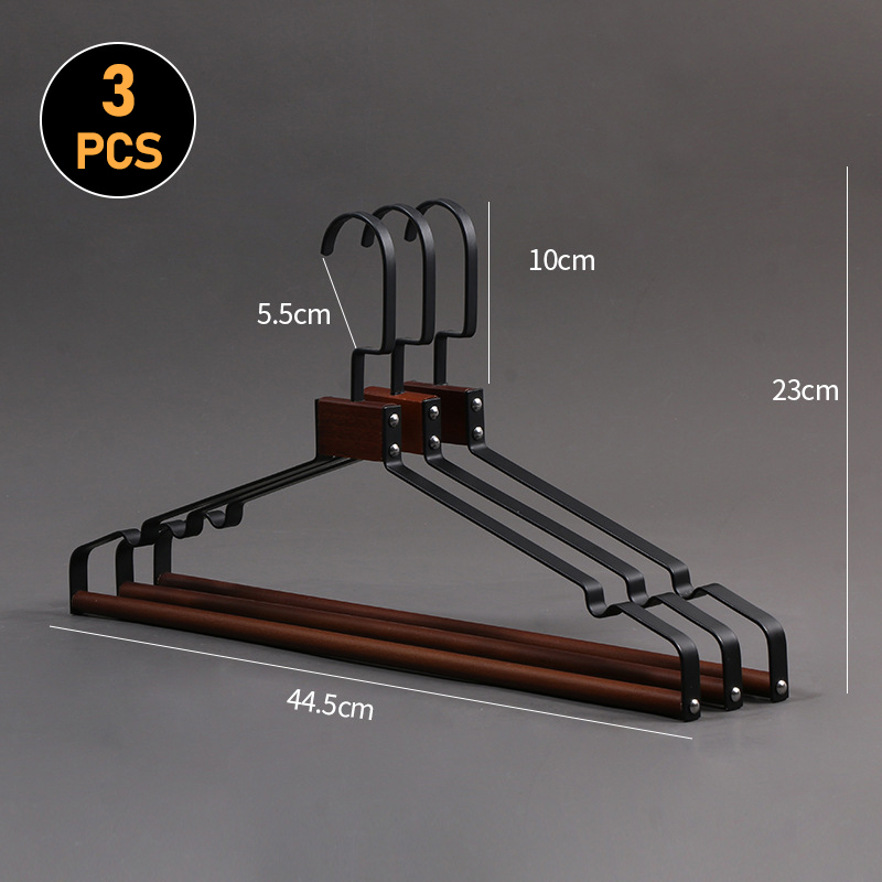 3 stuks Retro Metaal Houten Hanger Garderobe Brede Schouder Antislip Kleerhangers Huishoudelijke Jas Broek Past Droogrek Organizer: Light Grey