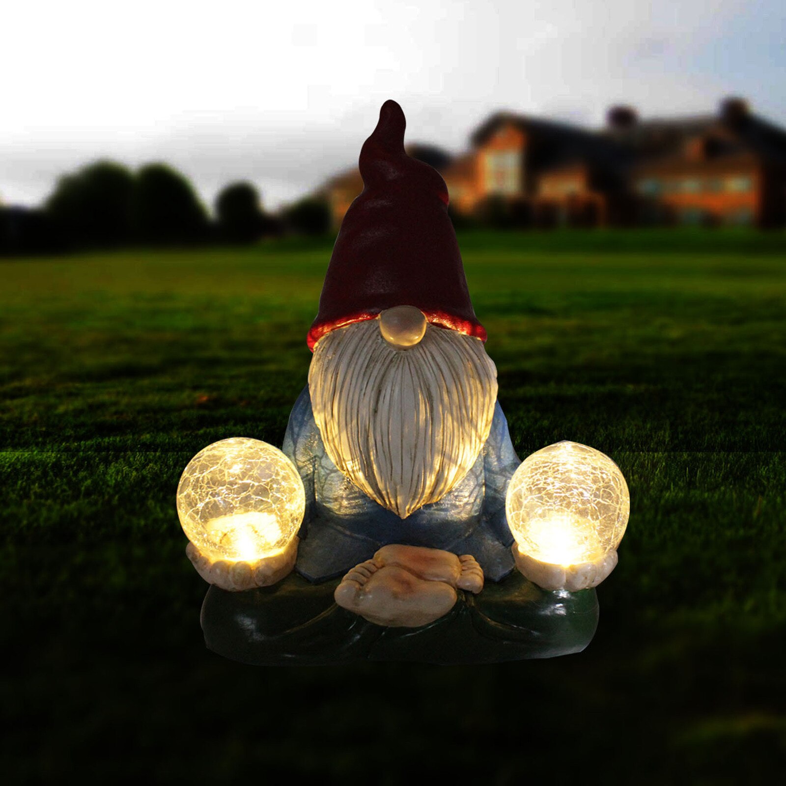 Garden Dwarf Statue-resin Dwarf Statue Carrying Magic Ball And Solar Led Light Gnomes Ogród Садовые Фигуры Большие Figurines