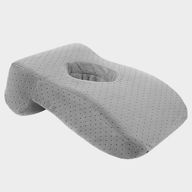 Memory Foam Nap Pillow Office Noon Sleeping Pillow School Table Desk Pillow Breathable With Hole for Face Down Sleeper HM005: Velvet Grey