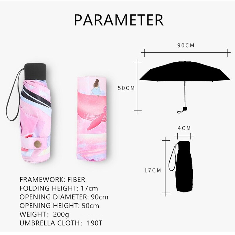 Miniparaguas de bolsillo para hombre y mujer, sombrilla pequeña UV resistente a la lluvia, para viaje