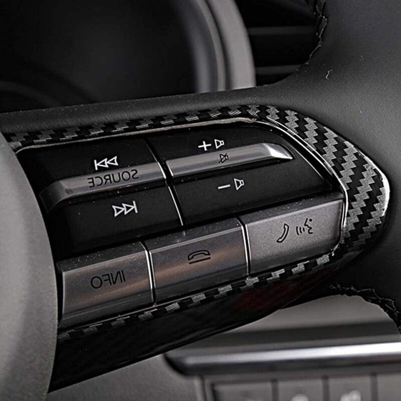 6 Pcs Carbon Fiber Steering Wheel Frame Cover Moulding, Car Interior Accessories-Carbon Fiber + Abs & Carbon Fiber