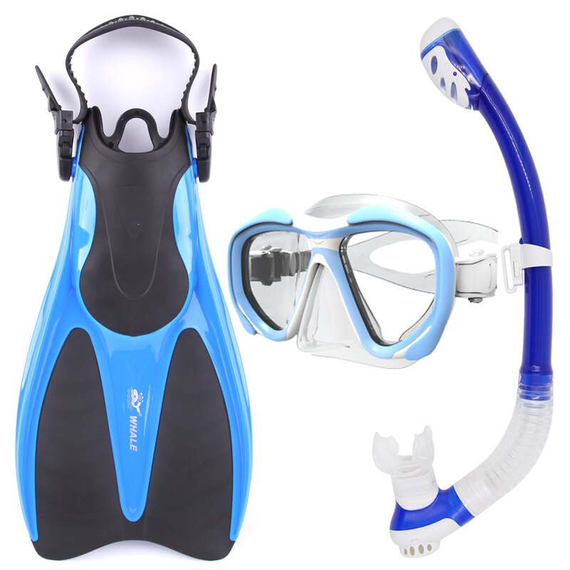 Équipement de plongée sous-marine avec baleine et tuba longue durée, Tube respirant, chaussures avec masque de plongée sous-marine, tuba, ensemble à nageoires