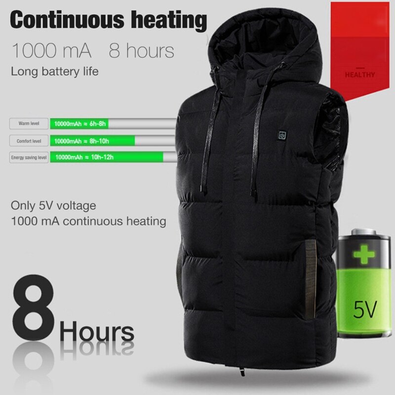 G99F Winter Elektrische Verwarming Vest Mannen Mouwloze Jas Draagbare Usb Verwarmde Kleding Kraag Vest