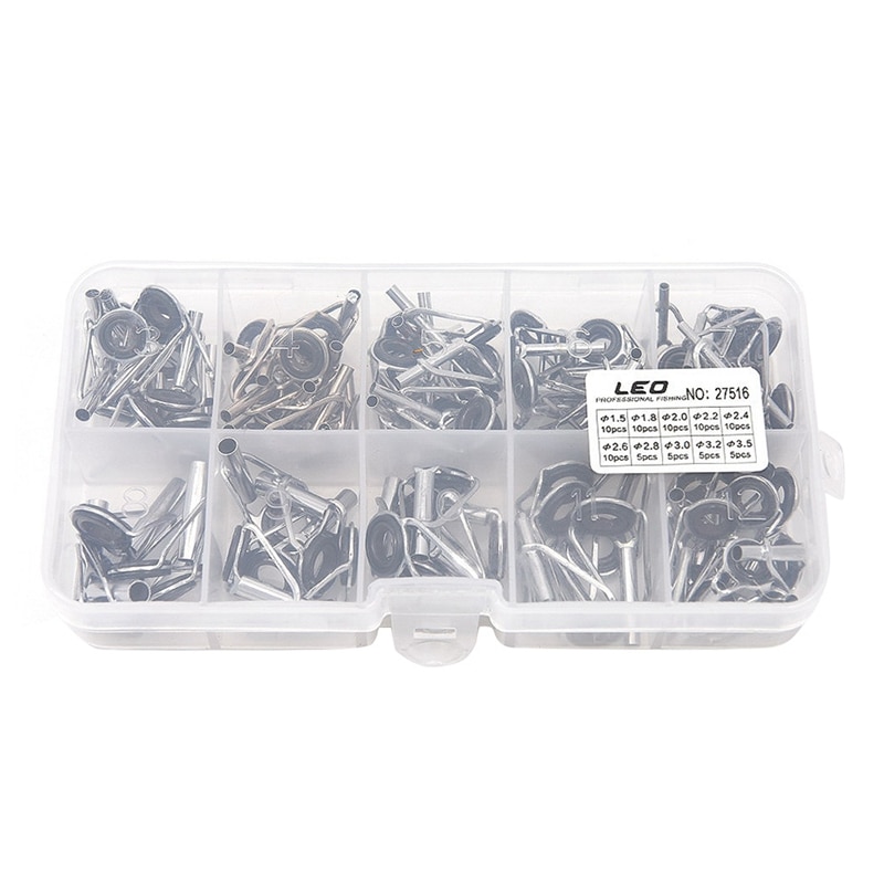 80Pcs Diy Eye Ringen Hengel Gids Tip Set Reparatie Kit Voor Hengels Roestvrij Stalen Frames Met Doos visgerei: Default Title