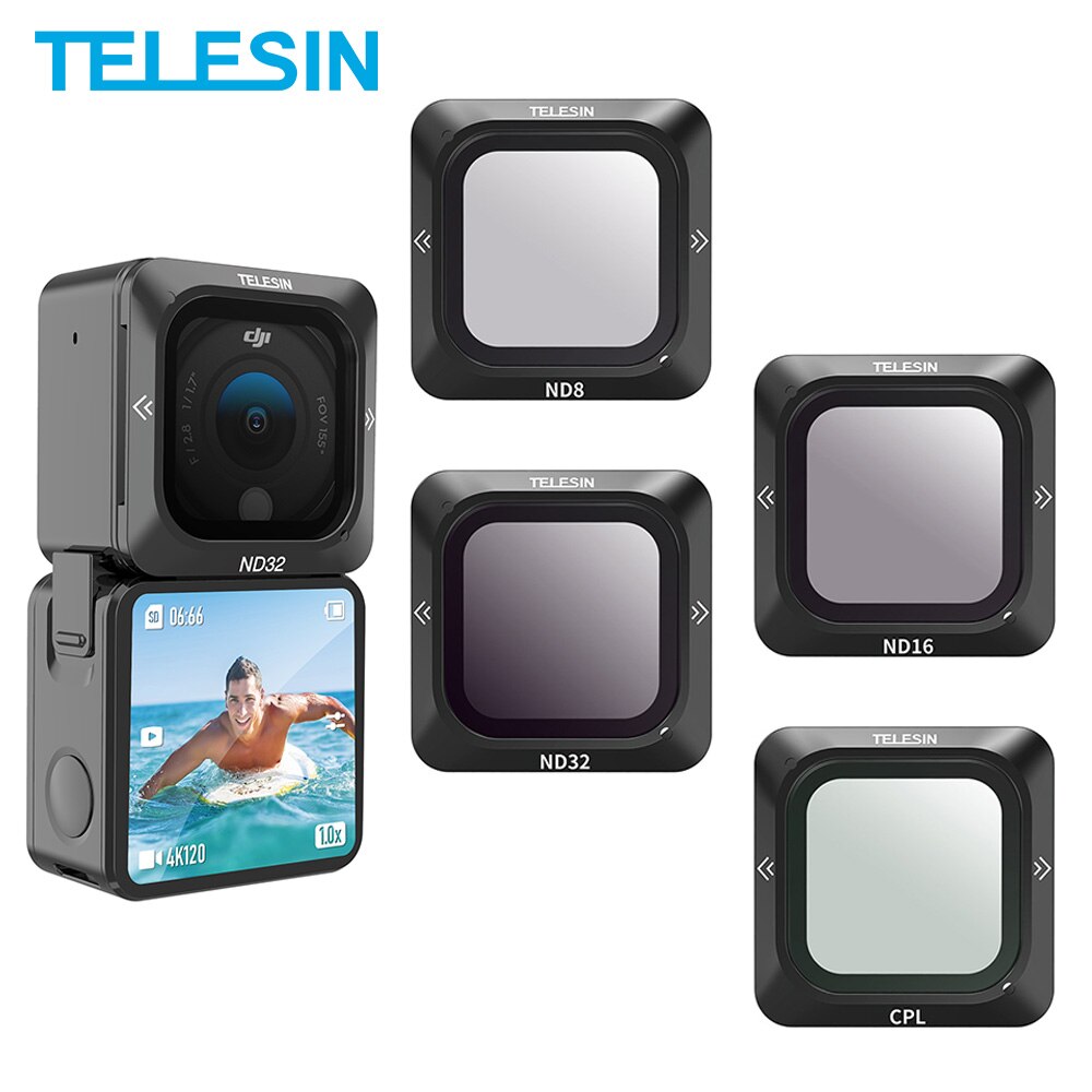 TELESIN-Juego de filtros de lentes ND CPL magnético para cámara DJI Action 2, ND8, ND16, ND32, accesorios de filtro de lentes, marco de aleación de aluminio