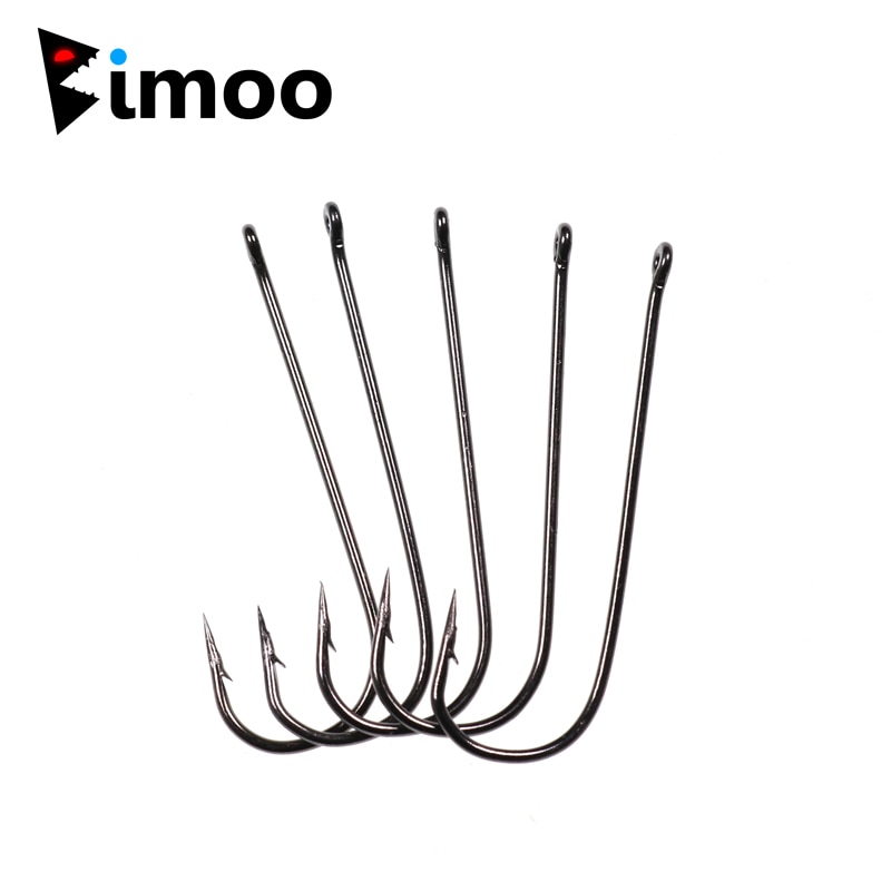 Bimoo 500PCS Aberdeen Long Shank Fish Hook Saltwater Fresh Water Hooks Sabiki Rig Streamer Fly Hook Size 10 4 2 2/0