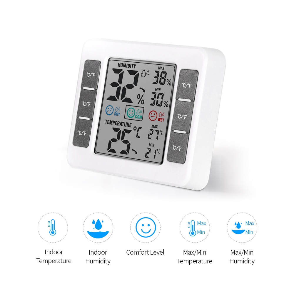 Lcd Digital Indoor Thermometer Hygrometer Kamertemperatuur Vochtigheid Gauge Meter Thermo Hygrometer Met Max Min Waarde Display