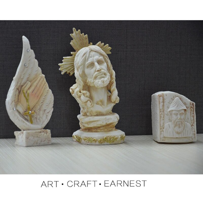 Mini Sculpture du Christ jésus, Statue en résine, faite à la main, innovante, croix d'ange, moules artisanaux en résine, décor religieux pour la maison