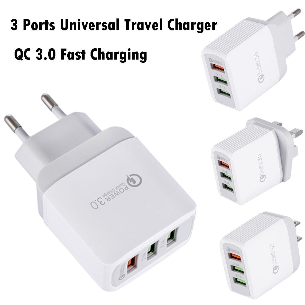Reizen Adapter Met Usb Universele US/EU Plug Quick Charger Plug 3 Port Fast Opladen Quick Q C 3.0 USB Hub Lader 18W