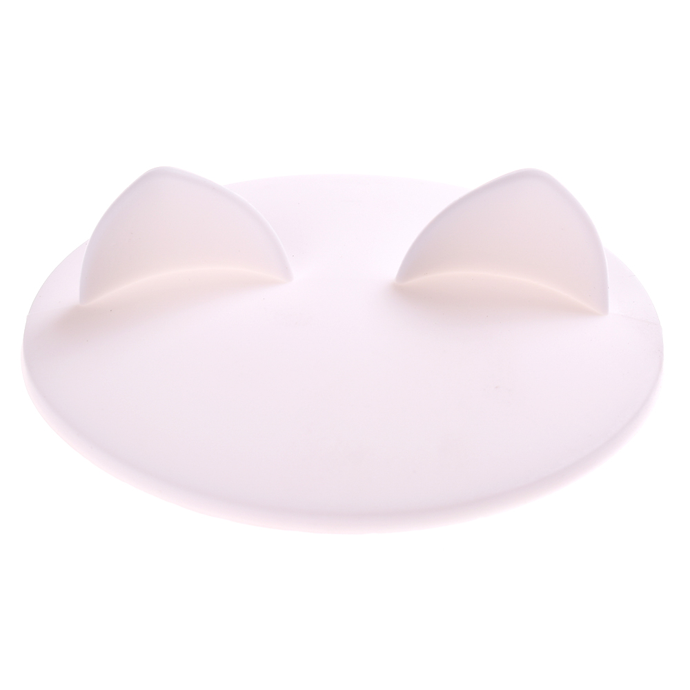 Cute Cat Ear Adorn Drinking Cup Lid FDA Silicone Leakproof Coffee Mug Airtight Sealed Cup Cover Anti-dust Bowl Cover: white