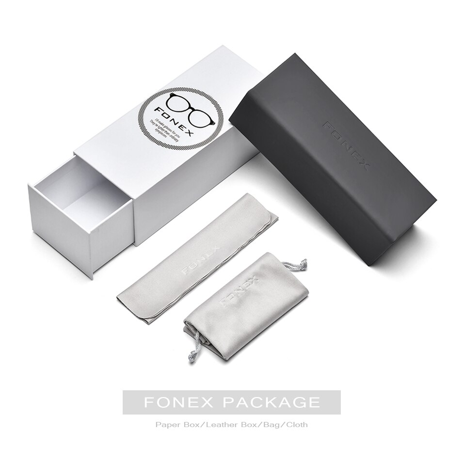 FONEX montura de gafas para hombre gafas ópticas de titanio puro prescripción media llanta gafas Semi sin montura marcos de gafas 8502
