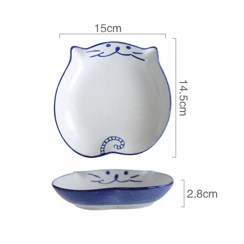 Japansk tecknad söt katt keramik soppskål handmålad porslin ris nudelskål middag dessert biff sallad tallrik servis: 6 tums platta b