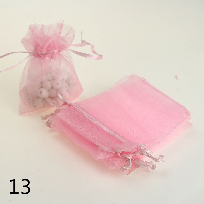 7x9CM Sheer Organza Bags Drawable Jewelry Pouch Packaging Bag Candy Bag for Wedding Prom Party Decor 50pcs/set: 13