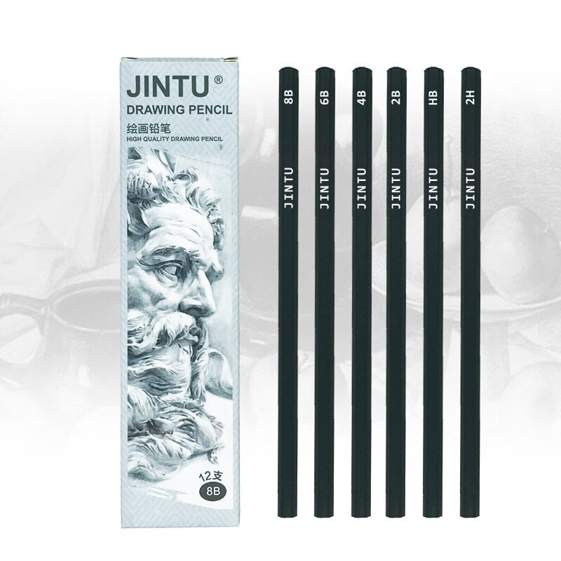 12 pieces / set advanced sketch pencil durable and not easy to break student drawing art pencil 2B HB 2H 4B 6B 8B