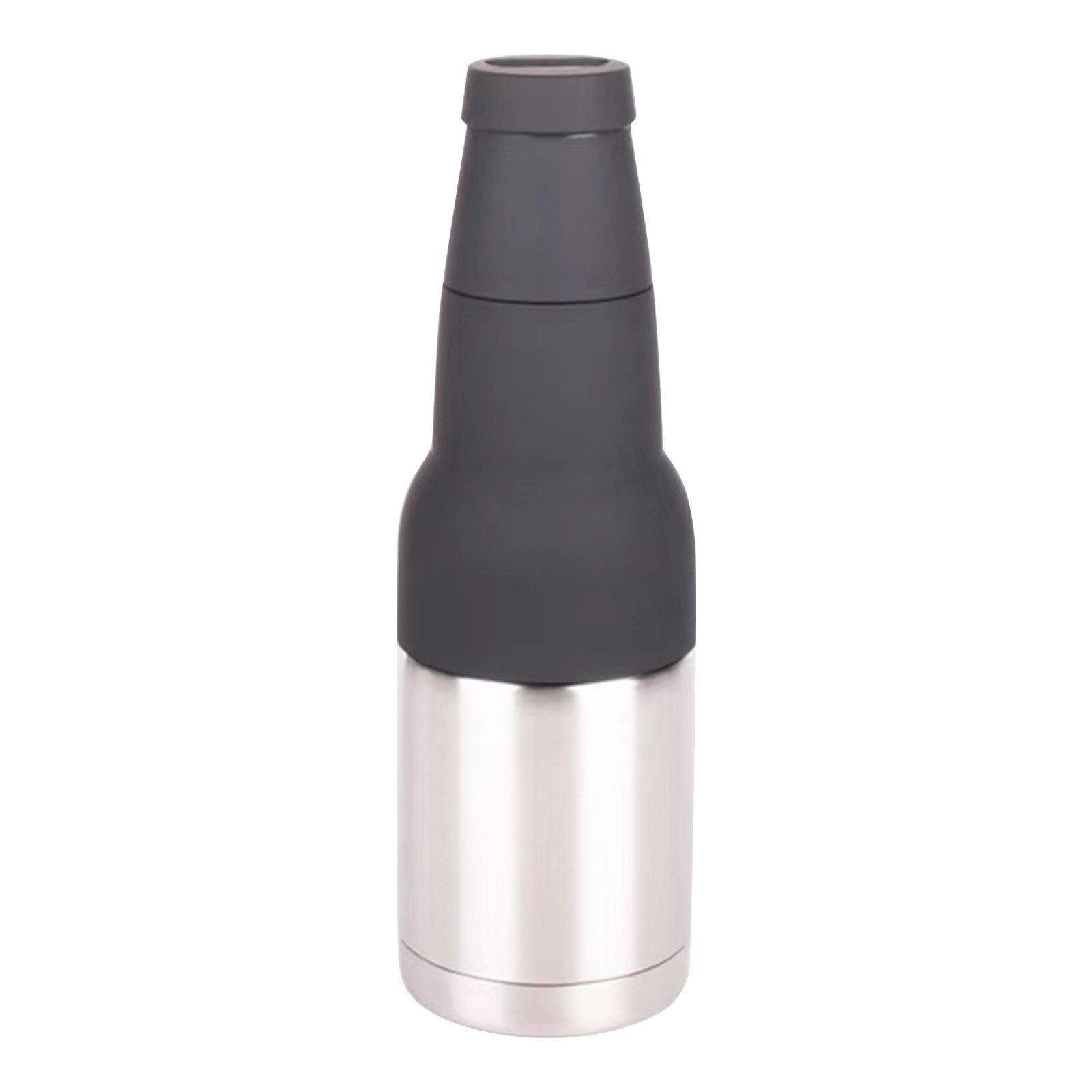 Mangas enfriadoras de botellas de cerveza, aislador de lata de doble pared de acero inoxidable, soporte de botella de cerveza aislado, 12oz: Plata